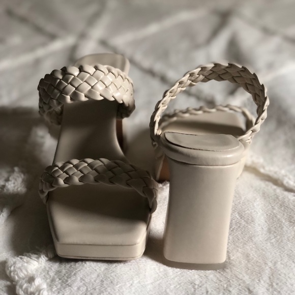 Jeffrey Campbell White Square front braided Delicacy block heels size 8 - Picture 8 of 10